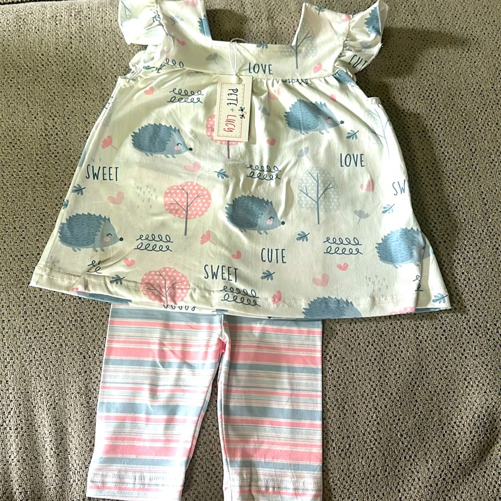 Pete+Lucy Hedgehog Love Matching Set Brand New With Tags size 6-12 Months